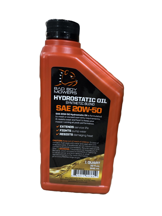 PART # 085-6010-00 1 QUART 20W50 BAD BOY MOWERS SYNTHETIC BLEND HYDRO OIL