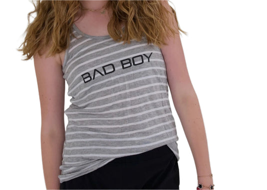 GREY / WHITE STRIPE TANK