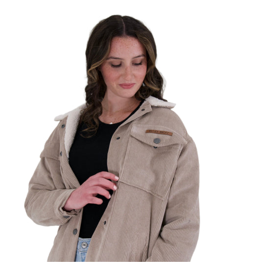 CORDUROY SHACKET WITH SHERPA LINING