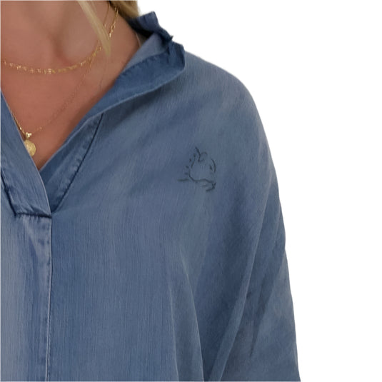 DENIM HIGH/LOW BLOUSE