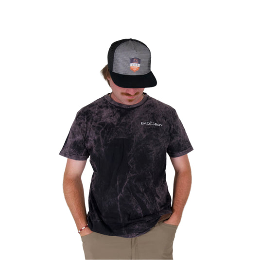 ACID WASH AMERICAN STEEL CONSTRUCTION GRAPHIC TEE - CLOUD BLACK