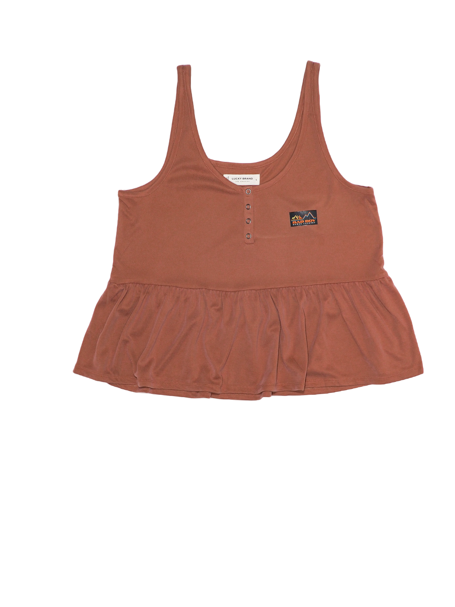 Women's Sleeveless Bad Boy Mower Country Baby Doll Henley Tank Bad