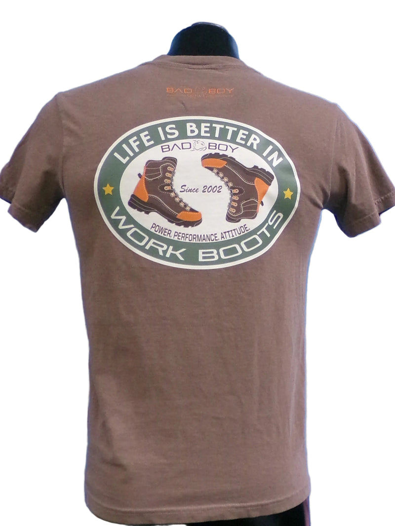 Load image into Gallery viewer, BB MOWERS WORK BOOTS BROWN TEE
