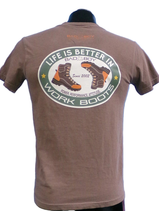 BB MOWERS WORK BOOTS BROWN TEE