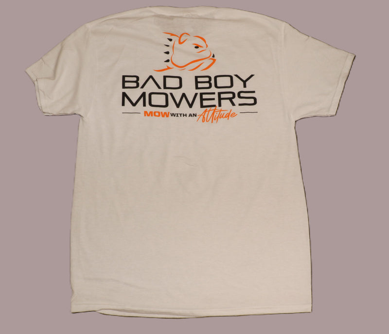 Load image into Gallery viewer, WHITE STANDARD LOGO BAD BOY MOWERS BULLDOG TEE.
