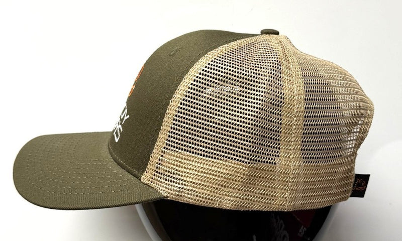 Load image into Gallery viewer, NEW - TRUCKER STYLE BAD BOY OLIVE / TAN STANDARD HAT
