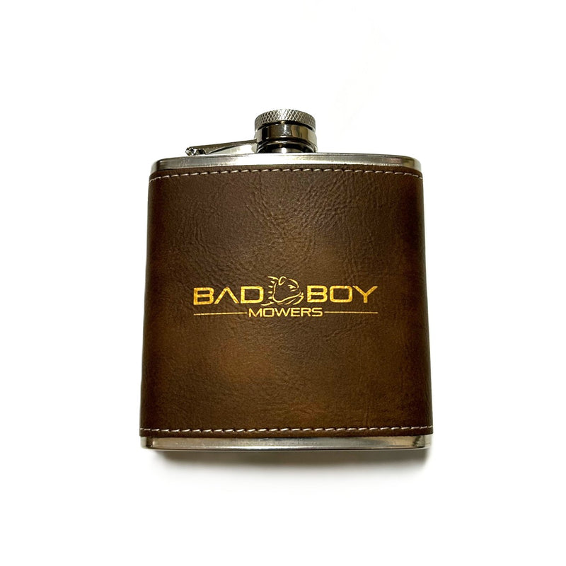 Load image into Gallery viewer, BAD BOY MOWERS LEATHER WRAPPED FLASK
