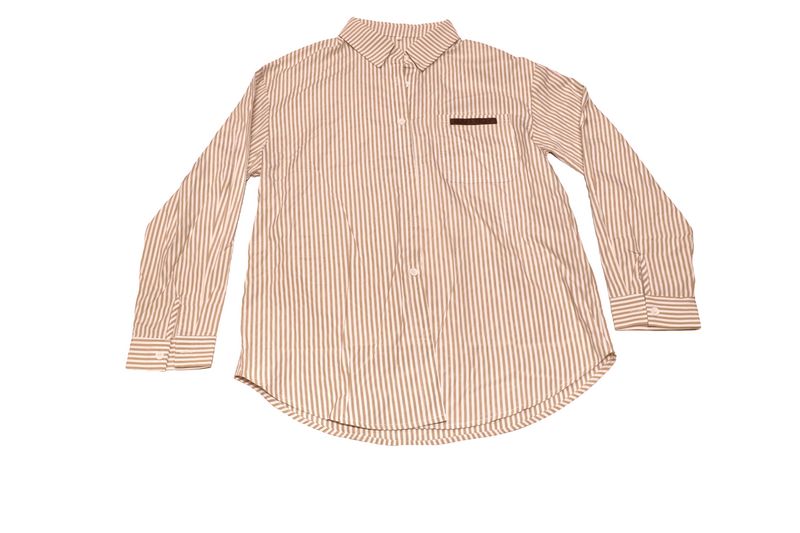 Load image into Gallery viewer, LADIES VERTICAL STRIPE LONG SLEEVE BUTTON-UP
