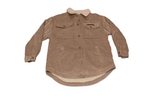 LADIES CORDUROY SHACKET WITH SHERPA LINING