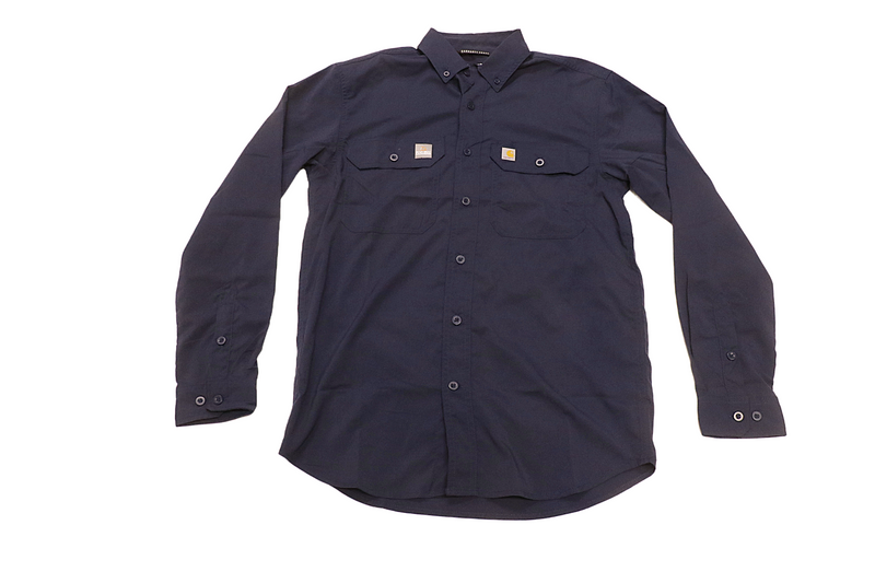 Load image into Gallery viewer, CARHARTT FORCE SOLID NAVY LONG SLEEVE BUTTON UP
