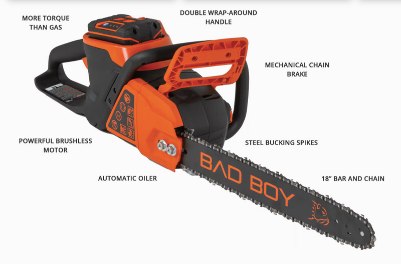 Load image into Gallery viewer, (TOOL ONLY) BAD BOY MOWERS E-SERIES 80V BRUSHLESS 18&quot; CHAINSAW.
