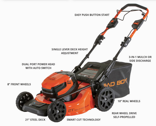 BAD BOY MOWERS 80V DUAL PORT SELF PROPELLED 21" LAWN MOWER. (TOOL ONLY)