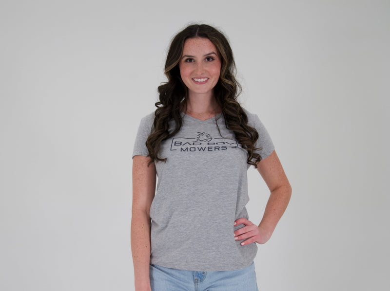 Load image into Gallery viewer, GREY WITH CHARCOAL V NECK TEE
