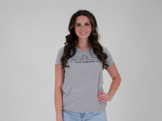 GREY WITH CHARCOAL V NECK TEE