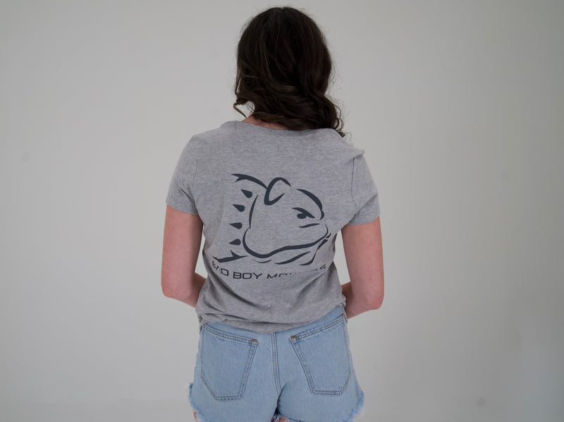 Load image into Gallery viewer, GREY WITH CHARCOAL V NECK TEE
