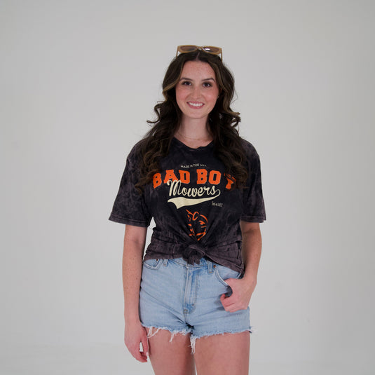 BLACK ACID WASH BAD BOY GRAPHIC TEE