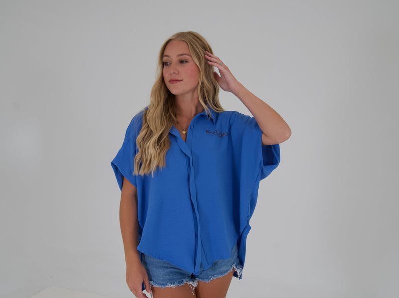 Load image into Gallery viewer, COLLARED BUTTON UP BLOUSE - SKY BLUE
