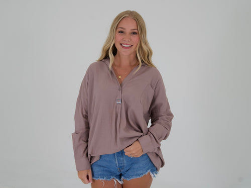 ROSEY LONG SLEEVE V-NECK BLOUSE