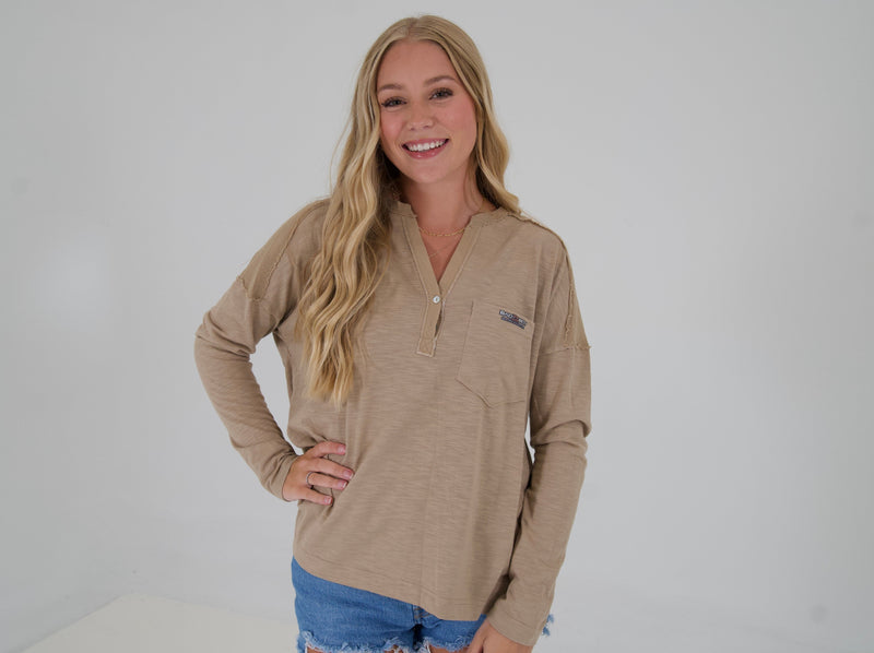 Load image into Gallery viewer, LIGHT WEIGHT HENLEY LONG SLEEVE SHIRT
