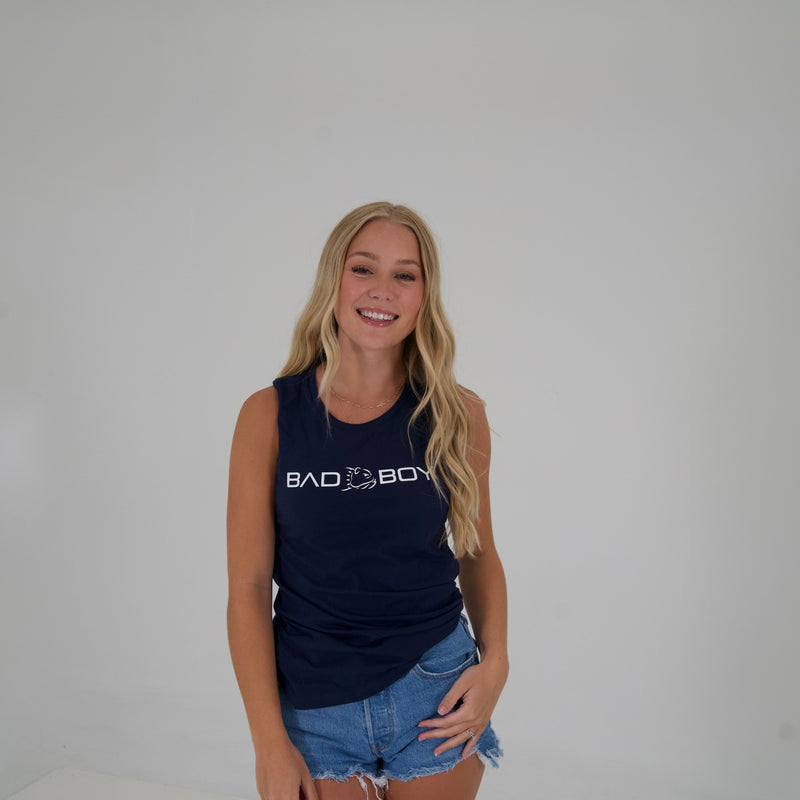 Load image into Gallery viewer, NAVY TANK / WHITE FRONT LOGO
