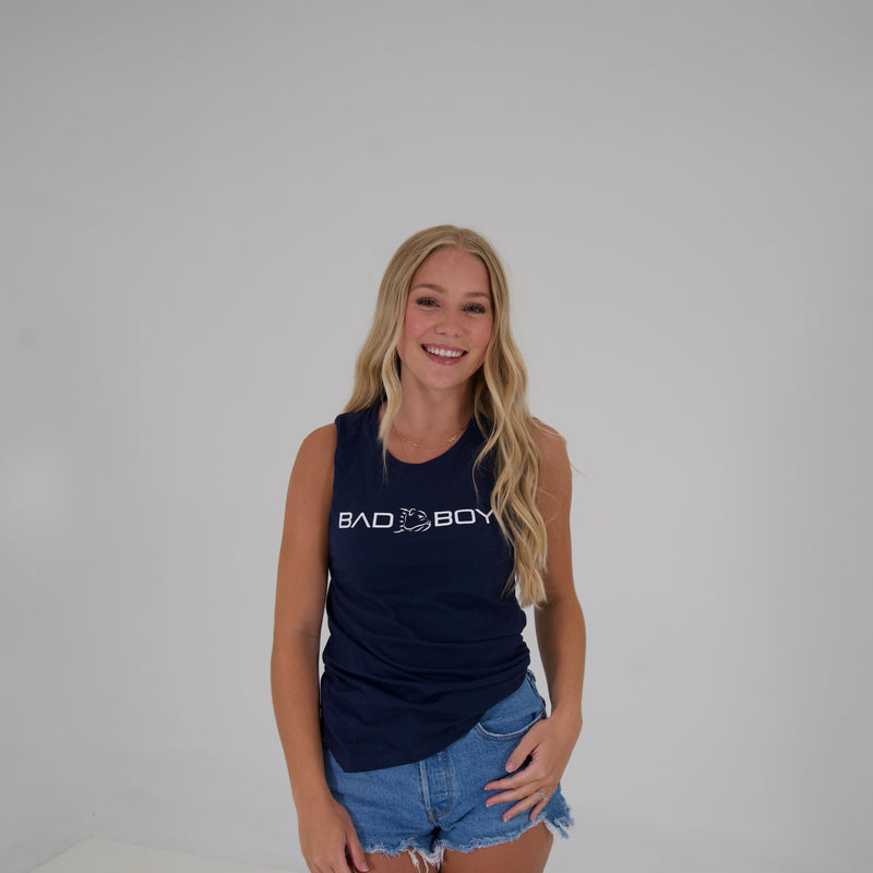 Load image into Gallery viewer, NAVY TANK / WHITE FRONT LOGO
