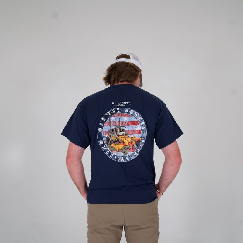 Load image into Gallery viewer, NAVY POCKET TEE WITH PATRIOTIC MOWER GRAPHIC TEE
