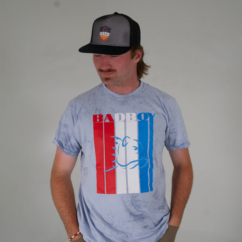 Load image into Gallery viewer, RED WHITE &amp; BLUE BULLDOG TEE
