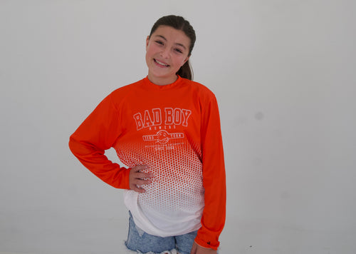 YOUTH ORANGE AND WHITE BUILT BETTER ATHLETIC LONG SLEEVE SHIRT