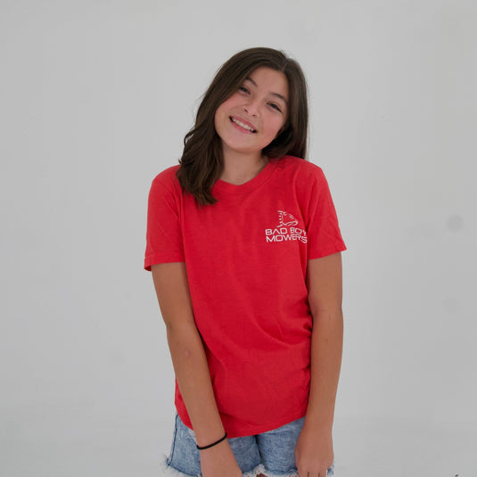 YOUTH HEATHER RED VERTICAL FLAG TEE