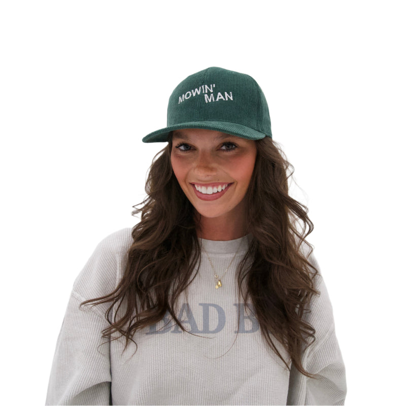 Load image into Gallery viewer, GREEN CORDUROY &quot;MOWIN&#39; MAN&quot; HAT
