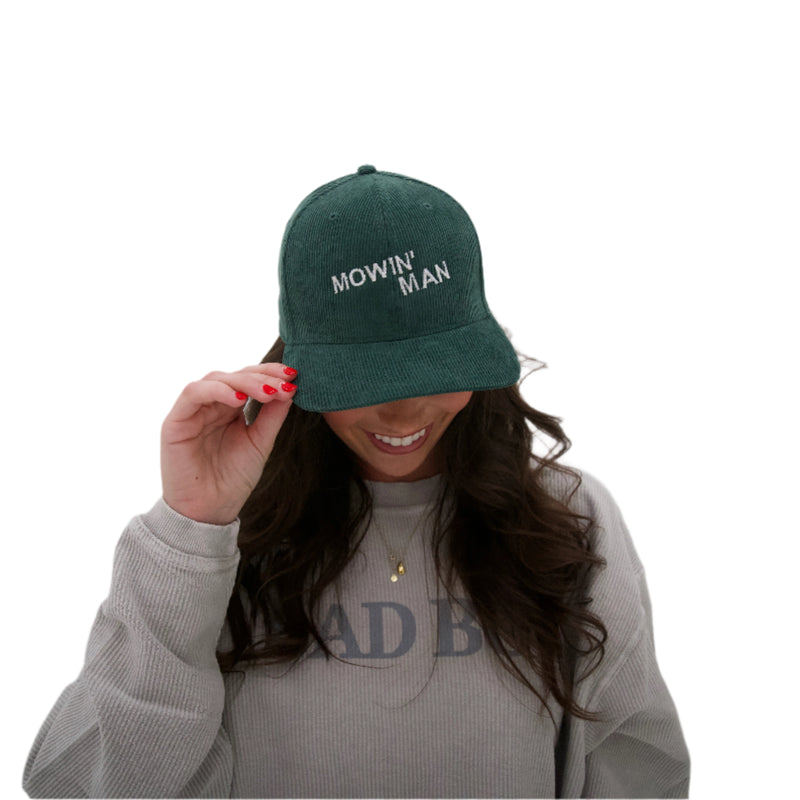 Load image into Gallery viewer, GREEN CORDUROY &quot;MOWIN&#39; MAN&quot; HAT
