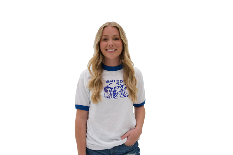Load image into Gallery viewer, BAD BOY RINGER BULLDOG FACE TEE
