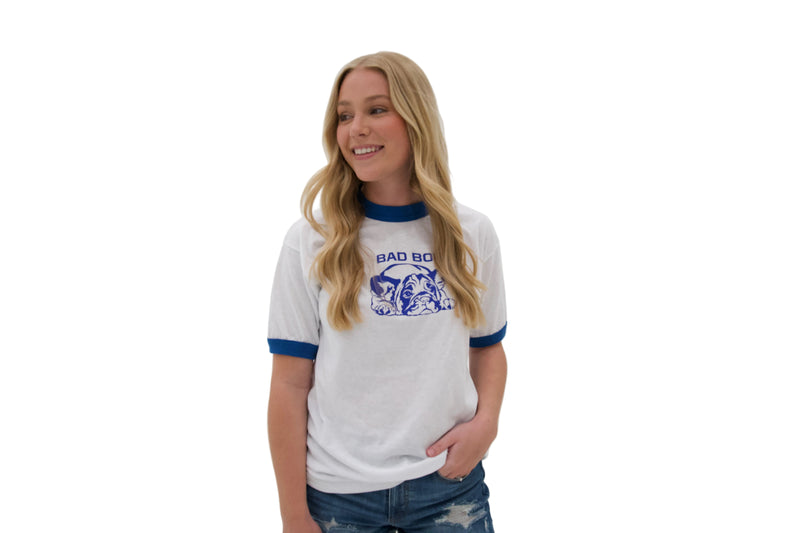 Load image into Gallery viewer, BAD BOY RINGER BULLDOG FACE TEE
