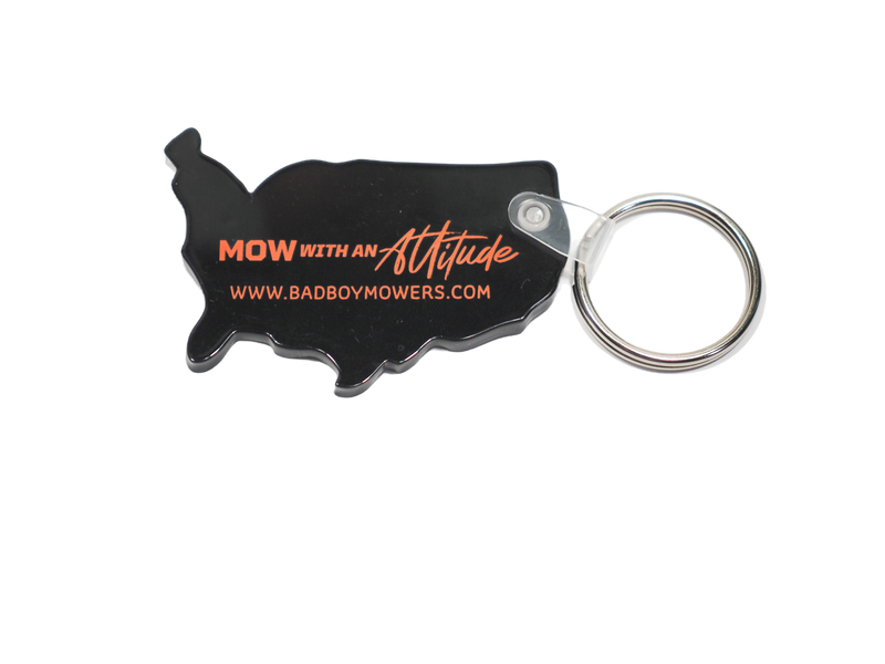 Load image into Gallery viewer, USA Bad Boy Mowers Mow With An Attitude Keychain

