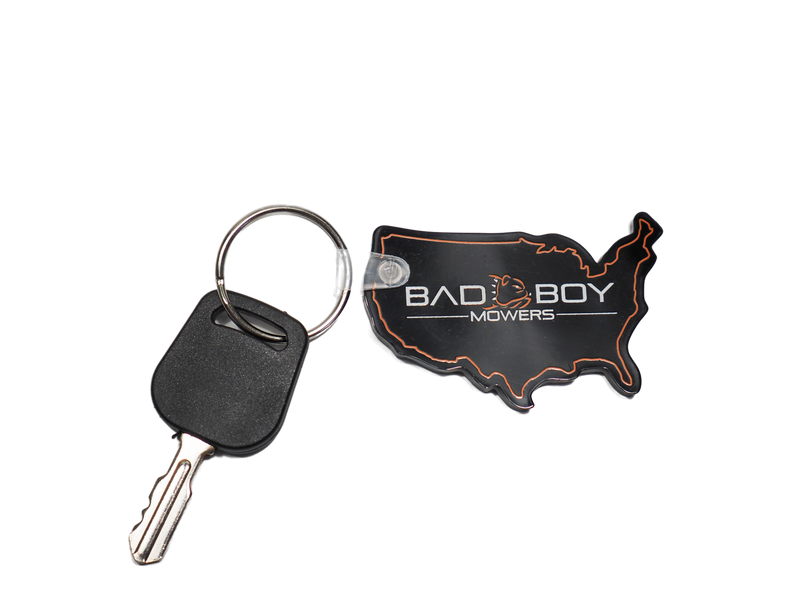 Load image into Gallery viewer, USA Bad Boy Mowers Mow With An Attitude Keychain
