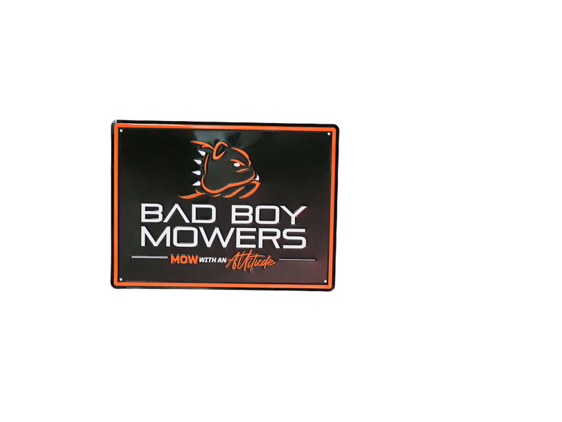 Load image into Gallery viewer, Bad Boy Mowers Nostalgic Mow With An Attitude Tin Sign
