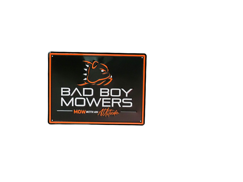 Load image into Gallery viewer, Bad Boy Mowers Nostalgic Mow With An Attitude Tin Sign

