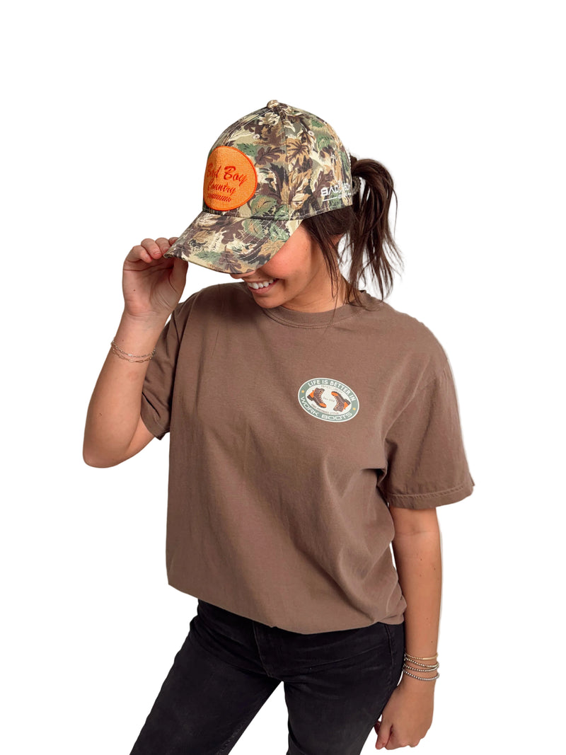 Load image into Gallery viewer, BB MOWERS WORK BOOTS BROWN TEE
