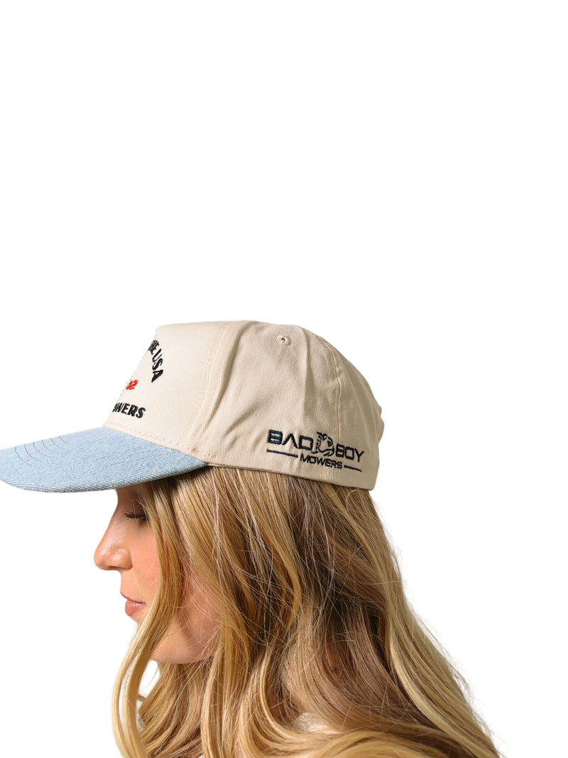 Load image into Gallery viewer, MADE IN THE USA DENIM/WHITE HAT
