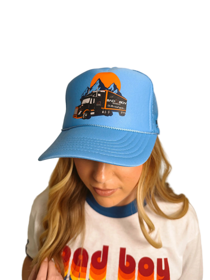 Load image into Gallery viewer, COBALT BLUE SEMI TRUCK LOGO HAT
