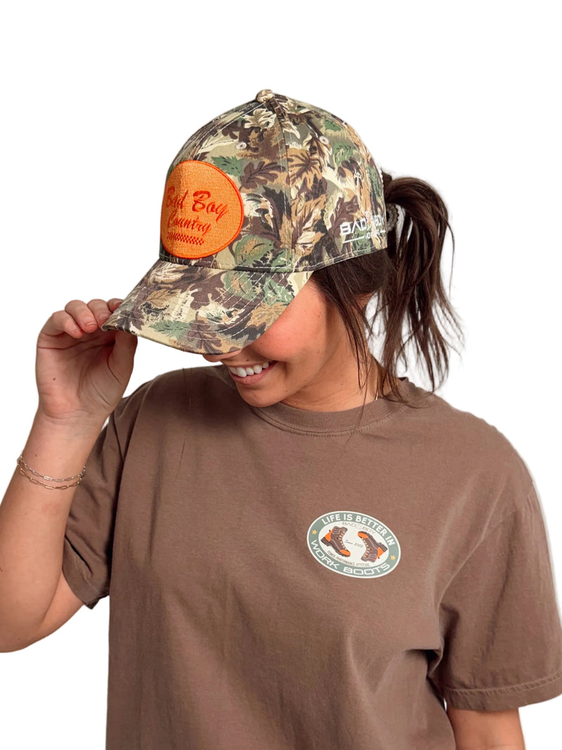 Load image into Gallery viewer, BAD BOY COUNTRY ORANGE/CAMO HAT
