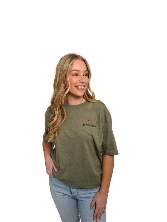 BB AMERICAN MOWER LIGHT OLIVE TEE