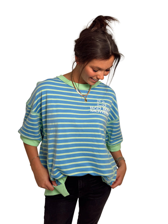 BB MOWERS BLUE/GREEN STRIPED SHIRT
