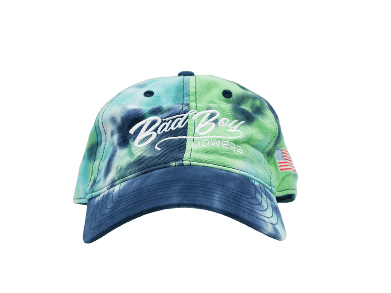 Load image into Gallery viewer, OCEAN TYE DYE HAT WITH FLAG ON THE SIDE. - Bad Boy Mowers
