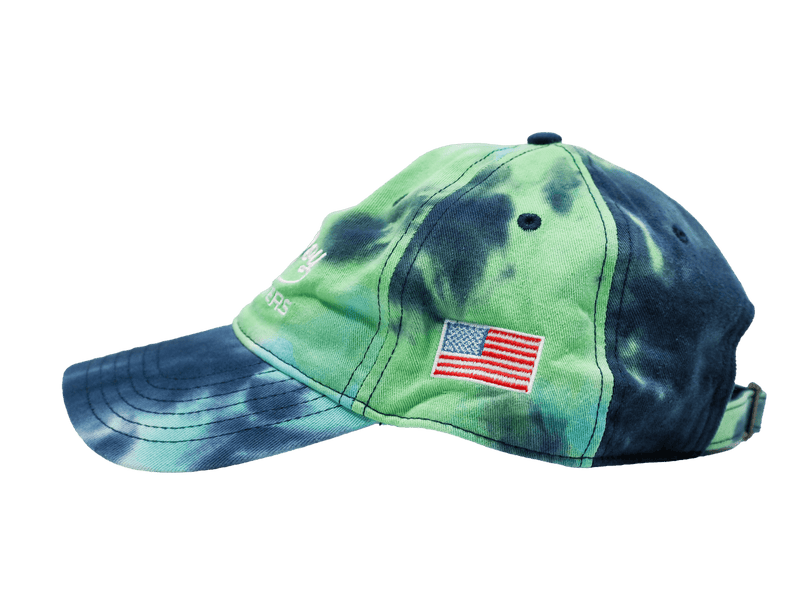 Load image into Gallery viewer, OCEAN TYE DYE HAT WITH FLAG ON THE SIDE. - Bad Boy Mowers
