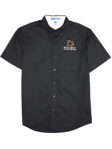 Men's Black Button Up Short Sleeve Easy Care Shirt - Bad Boy Mowers