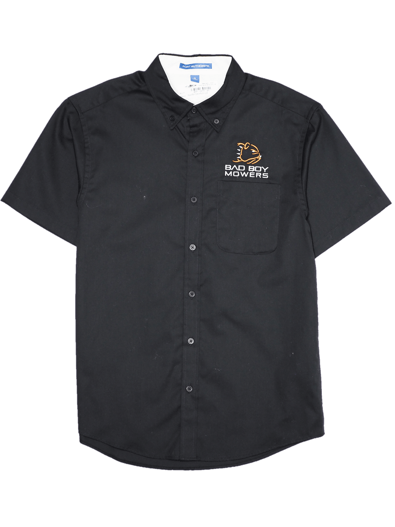 Load image into Gallery viewer, Men&#39;s Black Button Up Short Sleeve Easy Care Shirt - Bad Boy Mowers
