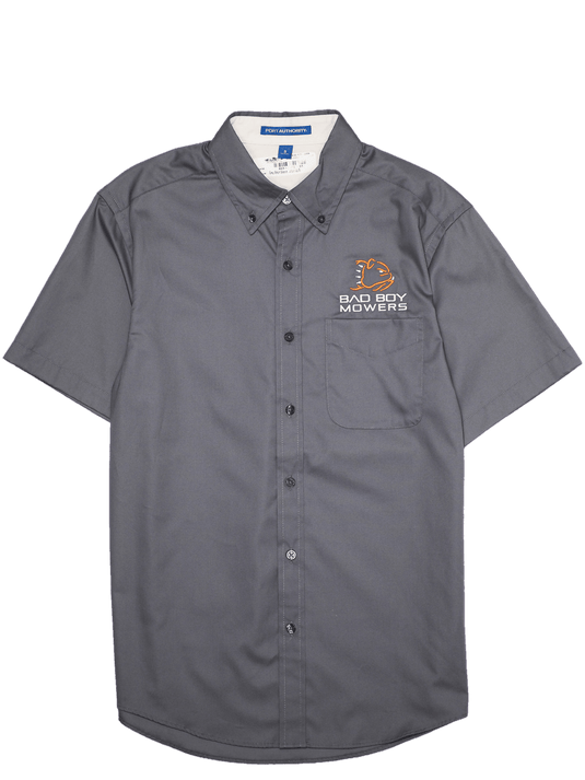 Men's Grey Button Up Short Sleeve Easy - Bad Boy Mowers