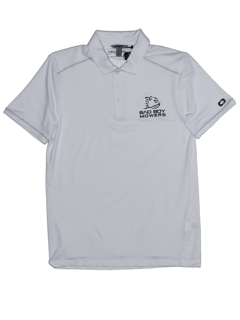 Load image into Gallery viewer, White Ogio Stretch Polo With Black Bad Boy Mowers Logo - Bad Boy Mowers
