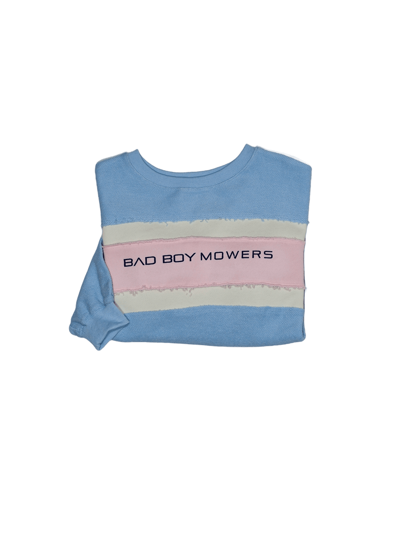 Load image into Gallery viewer, Sky Blue And Pink Winnie Striped Bad Boy Mowers Sweatshirt - Bad Boy Mowers
